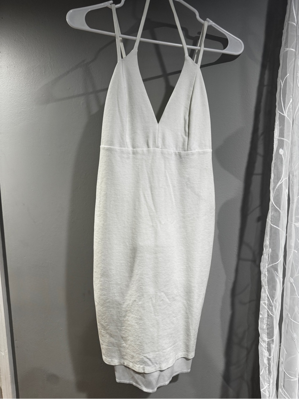 Lulus Sleek White V-Neck Dress with Slip